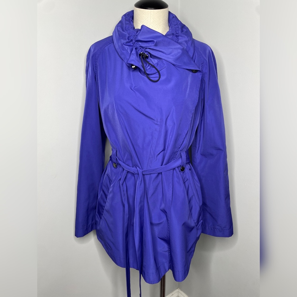 Etcetera Woman’s Jacket Size 6 Purple Lightweight Retro Trench Coat Collared